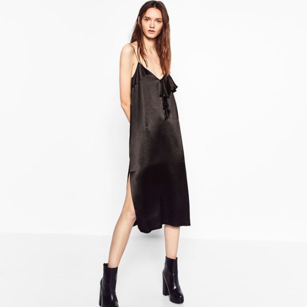 Satin Slip with Ruffle Detail